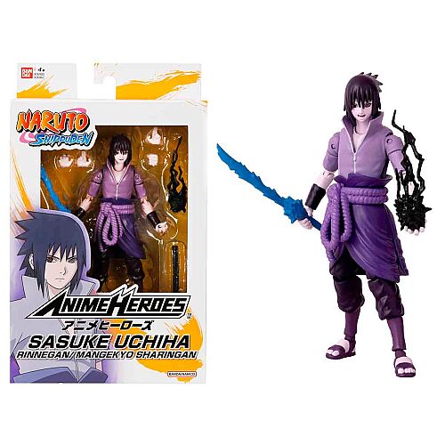 Bandai 16 Cm Sasuke Rinnegan Mangekyo Sharingan Posable Figure - Anime Heroes Naruto Series - 1