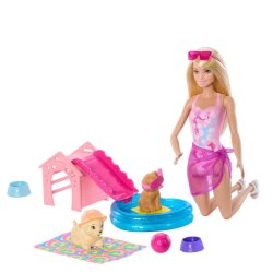 Barbie Puppy Pool Party Playset JBF35 - 2