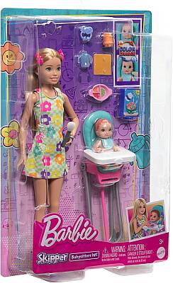 Barbie Skipper Bebek Bakıcısı Sarı Saçlı Bebek ve Oyun Seti Htk35 - 6