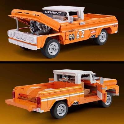 Brick Shop Hot Wheels Elite Series Custom '62 Chevy Pickup Car Building Kit 858 Pieces Jft20 - 3