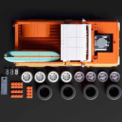 Brick Shop Hot Wheels Elite Series Custom '62 Chevy Pickup Car Building Kit 858 Pieces Jft20 - 4