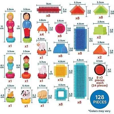 Bristle Blocks Building Toys - 113 Pieces 3072Z - 3