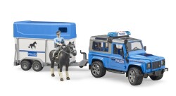 Bruder Land Rover Police Vehicle With Trailer & Officer And Horse Br02588 - 1