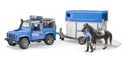 Bruder Land Rover Police Vehicle With Trailer & Officer And Horse Br02588 - 3