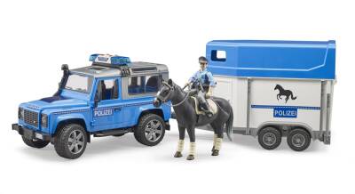 Bruder Land Rover Police Vehicle With Trailer & Officer And Horse Br02588 - 4