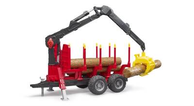 Bruder Log Carrying Trailer With Loading Crane & Logs Br02252 - 1