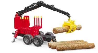 Bruder Log Carrying Trailer With Loading Crane & Logs Br02252 - 4