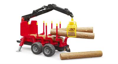 Bruder Log Carrying Trailer With Loading Crane & Logs Br02252 - 5