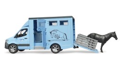 Bruder Mercedes Benz Sprinter Horse Transport Vehicle And Black Horse Br02674 - 2