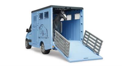 Bruder Mercedes Benz Sprinter Horse Transport Vehicle And Black Horse Br02674 - 3