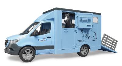 Bruder Mercedes Benz Sprinter Horse Transport Vehicle And Black Horse Br02674 - 6