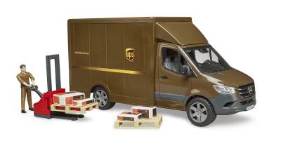 Bruder Mercedes Benz Sprinter Ups Cargo Vehicle, Pallet Truck And Figure Br02678 - 1