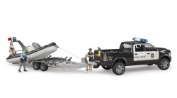 Bruder Ram 2500 Police Vehicle, Trailer, Zodiac, 2 Figures And Accessories Br02507 - Bruder
