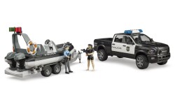 Bruder Ram 2500 Police Vehicle, Trailer, Zodiac, 2 Figures And Accessories Br02507 - 2