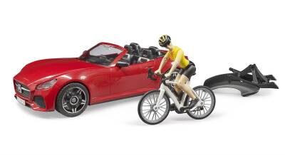 Bruder Roadster Car & Bicycle And Driver Br03485 - 1