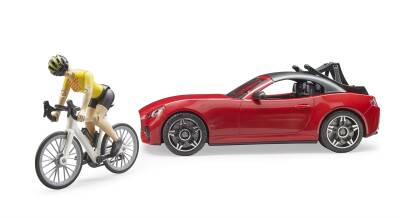 Bruder Roadster Car & Bicycle And Driver Br03485 - 2