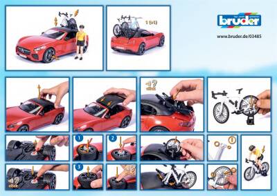 Bruder Roadster Car & Bicycle And Driver Br03485 - 5