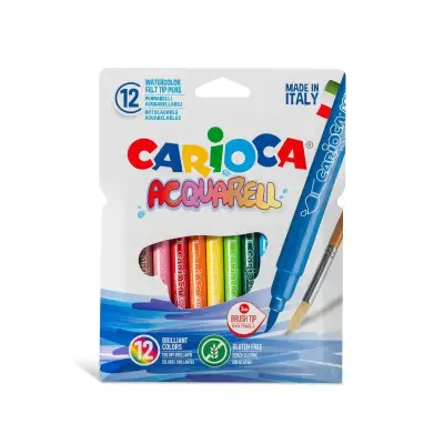 Carioca Acquarell Brush-Tip Felt-Tip Pens, Pack Of 12 42747 - 1