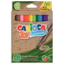 Carioca Ecofamily Joy Super Washable Felt-Tip Pens, Pack Of 12 43100 - 1