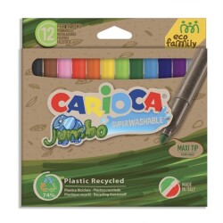 Carioca Ecofamily Jumbo Super Washable Felt-Tip Pens, Pack Of 12, 43101 - 1