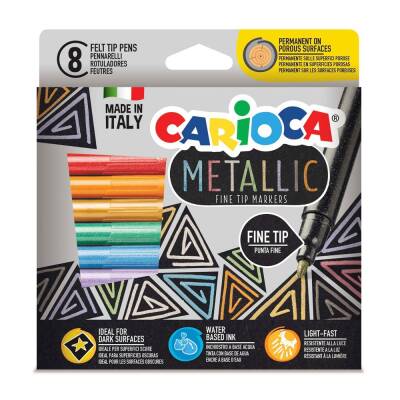 Carioca Felt-Tip Pens, Metallic, Pack Of 8, 43162 - 1