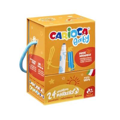 Carioca Jumbo Baby Super Washable Felt-Tip Pens, Pack Of 24 (Hard Case) - 1