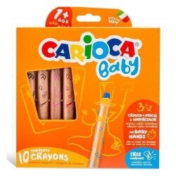 Carioca Jumbo Baby Wooden Body Colored Pencils 3 In 1 Pack Of 10 With Sharpener 42818 - 7