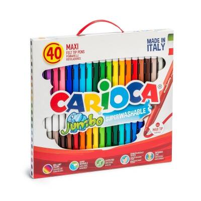 Carioca Jumbo Super Washable Felt-Tip Pens, Pack Of 40 41257 - 1