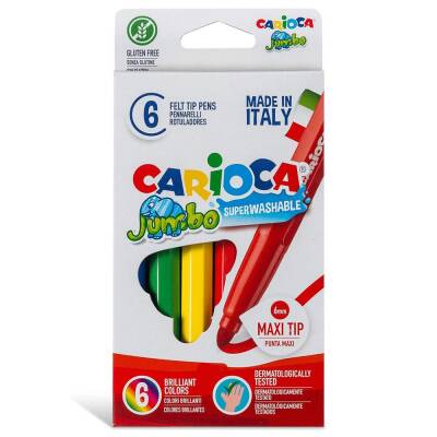 Carioca Jumbo Super Washable Felt-Tip Pens, Pack Of 6, 40568 - 1