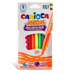 Carioca Neon Washable Felt-Tip Pens, Pack Of 8, 42785 - 1