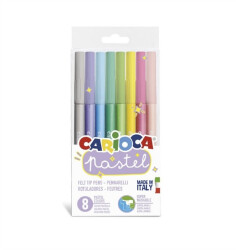 Carioca Pastel Super Washable Felt-Tip Pens, Pack Of 8, 43032 - Carioca