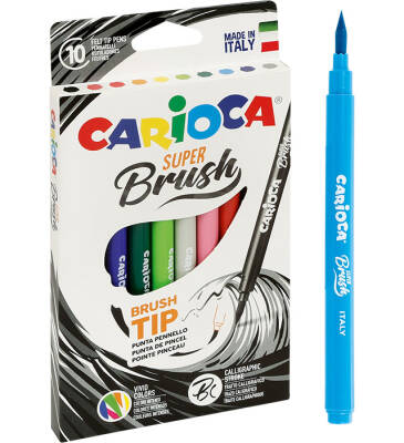 Carioca Super Brush Felt-Tip Pens, Pack Of 10, 42937 - 2