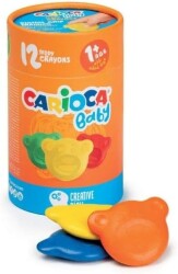 Carioca Teddy Shaped Non-Messy Crayons, Pack Of 12, Ages 1+ 43957 - Carioca