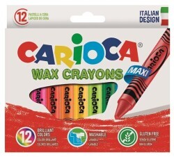 Carioca Wax Maxi Washable Pastel Crayons, Pack Of 12, 42369 - 3