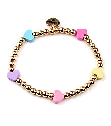 Charm It Gold Multi Heart Stretch Bead Bracelet /Genişleyen Boncuk Bilezik CIBB123 - 1