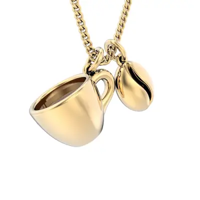 Chocli 18 Ayar Altın Kaplama Kahve & Çekirdek Gold Kolye CH0803 - 1