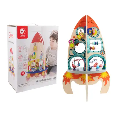Classic World Ahşap Çoklu Aktivite Oyuncağı - Roket 4121 - 6