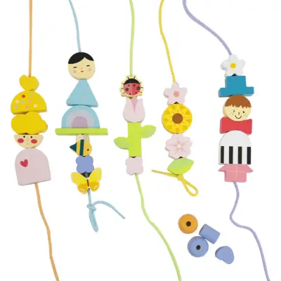 Classic World Wooden Bead Stringing Game - Colorful World 20164 - 1