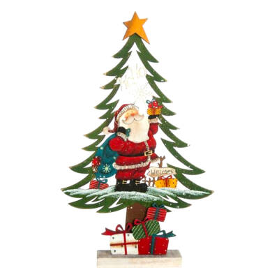Colorful Decorative Santa Claus Decorative Wooden Tree Dm16-11 - 1