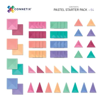Connetix Pastel Starter Set - 64 Pieces Con-Eu-P64 - 2