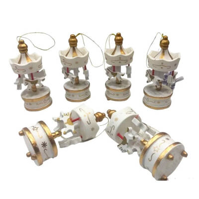 Decorative Christmas Set Of 6 White Carousel Ornaments Dk02-01 - 1