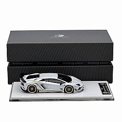 Die Cast Lamborghini Aventador 1/64 - S Rowen Rotating Wheel Rw - Pearl White - 1