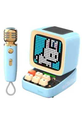 Divoom Ditoo 15W Blue Bluetooth Speaker With Mic Pixel Display And Karaoke Microphone - 1