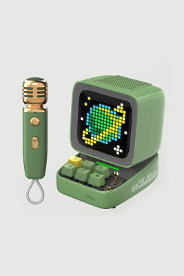 Divoom Ditoo 15W Green Bluetooth Speaker With Mic Pixel Display And Karaoke Microphone - Divoom