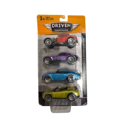 Driven 4-Piece Pull-Back Car Set - Blue, Red, Purple, Yellow Wh1125Z - 7