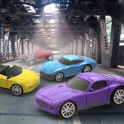 Driven 4-Piece Pull-Back Car Set - Blue, Red, Purple, Yellow Wh1125Z - 2