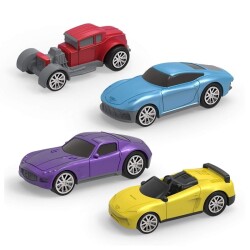 Driven 4-Piece Pull-Back Car Set - Blue, Red, Purple, Yellow Wh1125Z - 1
