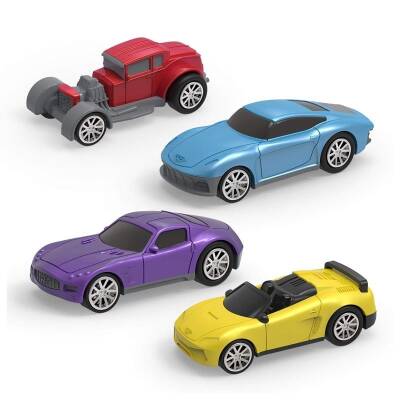 Driven 4-Piece Pull-Back Car Set - Blue, Red, Purple, Yellow Wh1125Z - 1