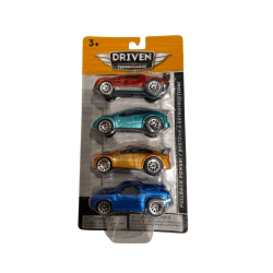 Driven 4-Piece Pull-Back Car Set - Turquoise, Orange, Blue, Red Wh1121Z - 7