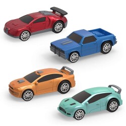 Driven 4-Piece Pull-Back Car Set - Turquoise, Orange, Blue, Red Wh1121Z - 1